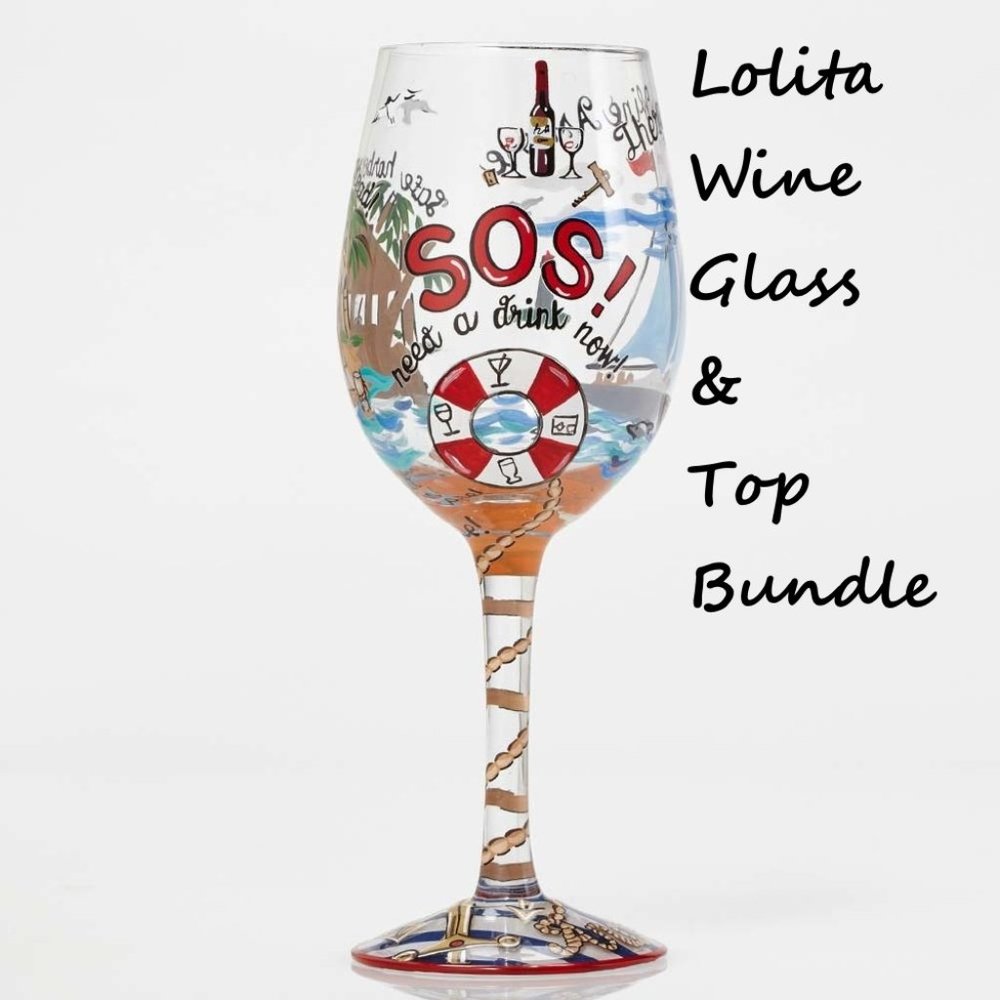 Paradise Shores Sailboat top- medium & LOLITA Wine Glass